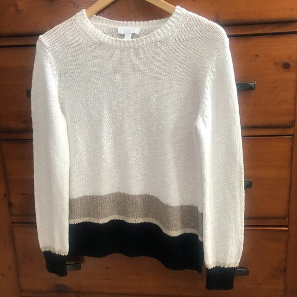 The White Company Colorblock Cotton Linen Blend Sweater size S - Picture 3 of 9